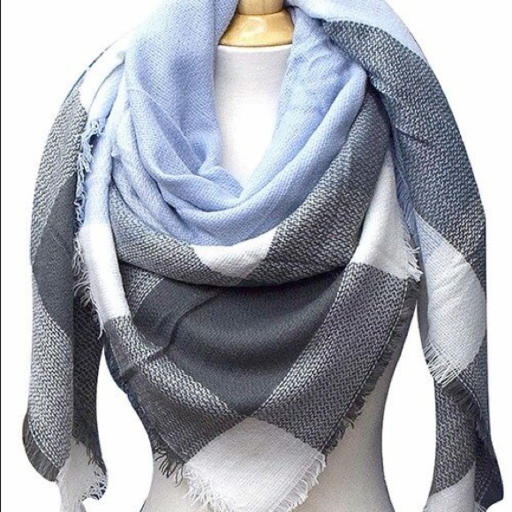 Plaid square blanket scarf